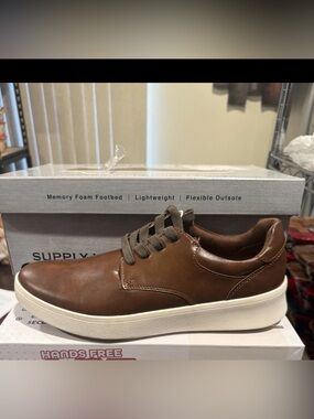 Supply Lab Men’s Whatley Lace Up Sneakers Brown Leather Size 9.5 M